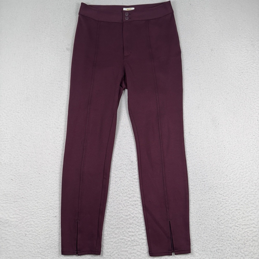 Maeve Anthropologie Pants Sz 6 Stretch Slim Ankle High Rise Front Seam Split Hem